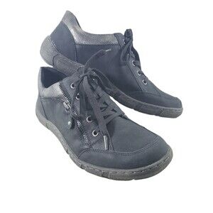 Spring Step EU 40 Sneakers Women's Elva Oxford Black Silver Metallic Zipper